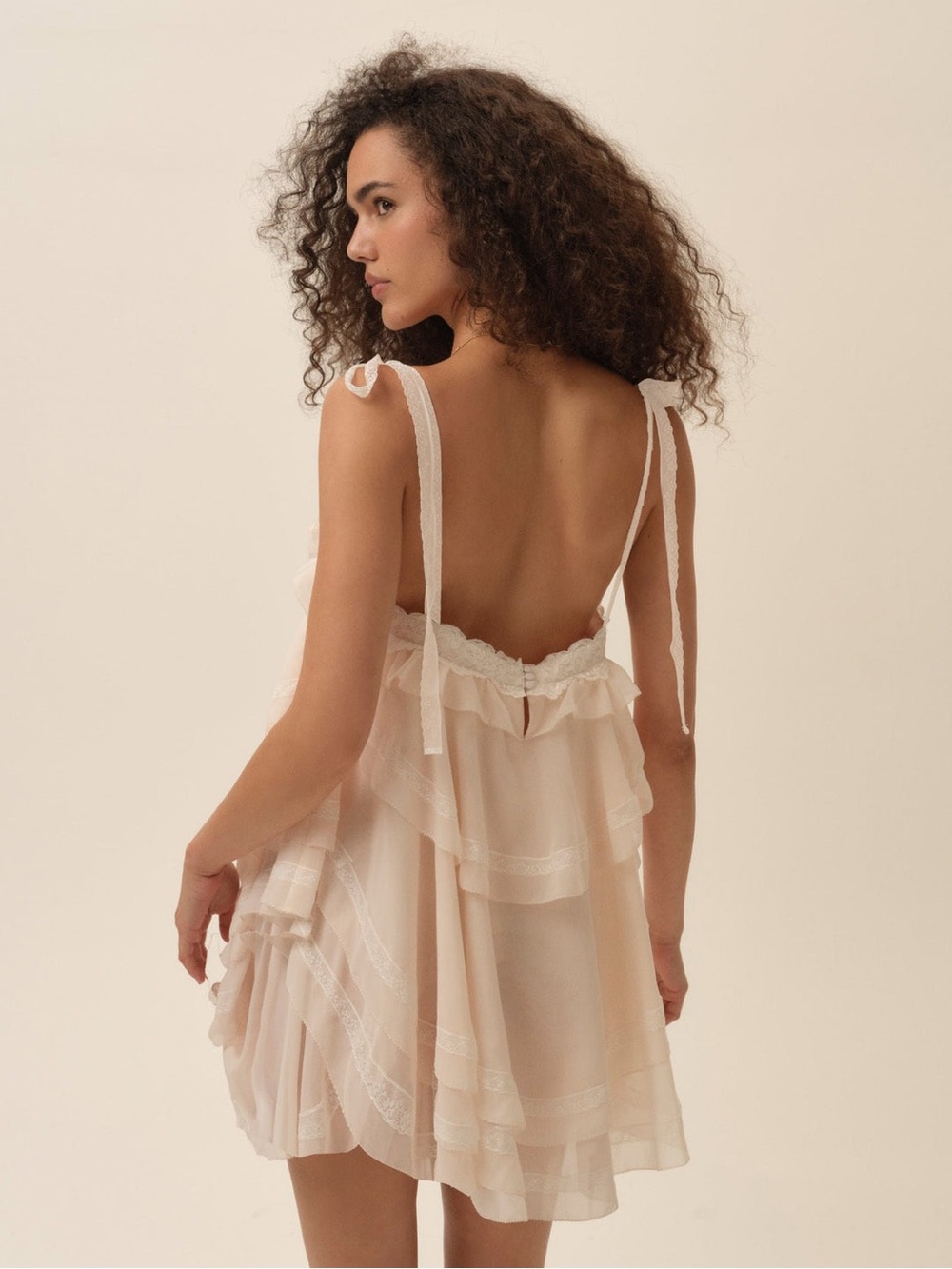 For Love And Lemons Juniper Ruffle Peach Mini Dress Size XS NWT - Picture 5 of 13